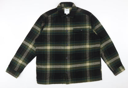 Next Men's Green Plaid Flannel Button-Up Shirt 2XL Regular Fit