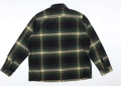 Next Men's Green Plaid Flannel Button-Up Shirt 2XL Regular Fit