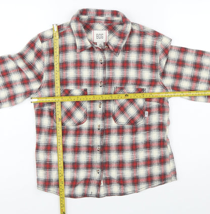 BDG Women's Red Checked Flannel Button-Up Shirt Size L