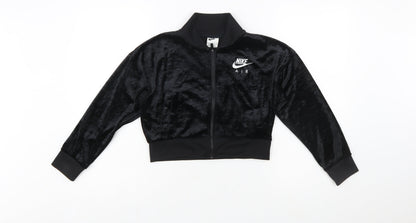 Nike Girls Black Velour Full Zip Sweatshirt Hoodie M 137-146cm