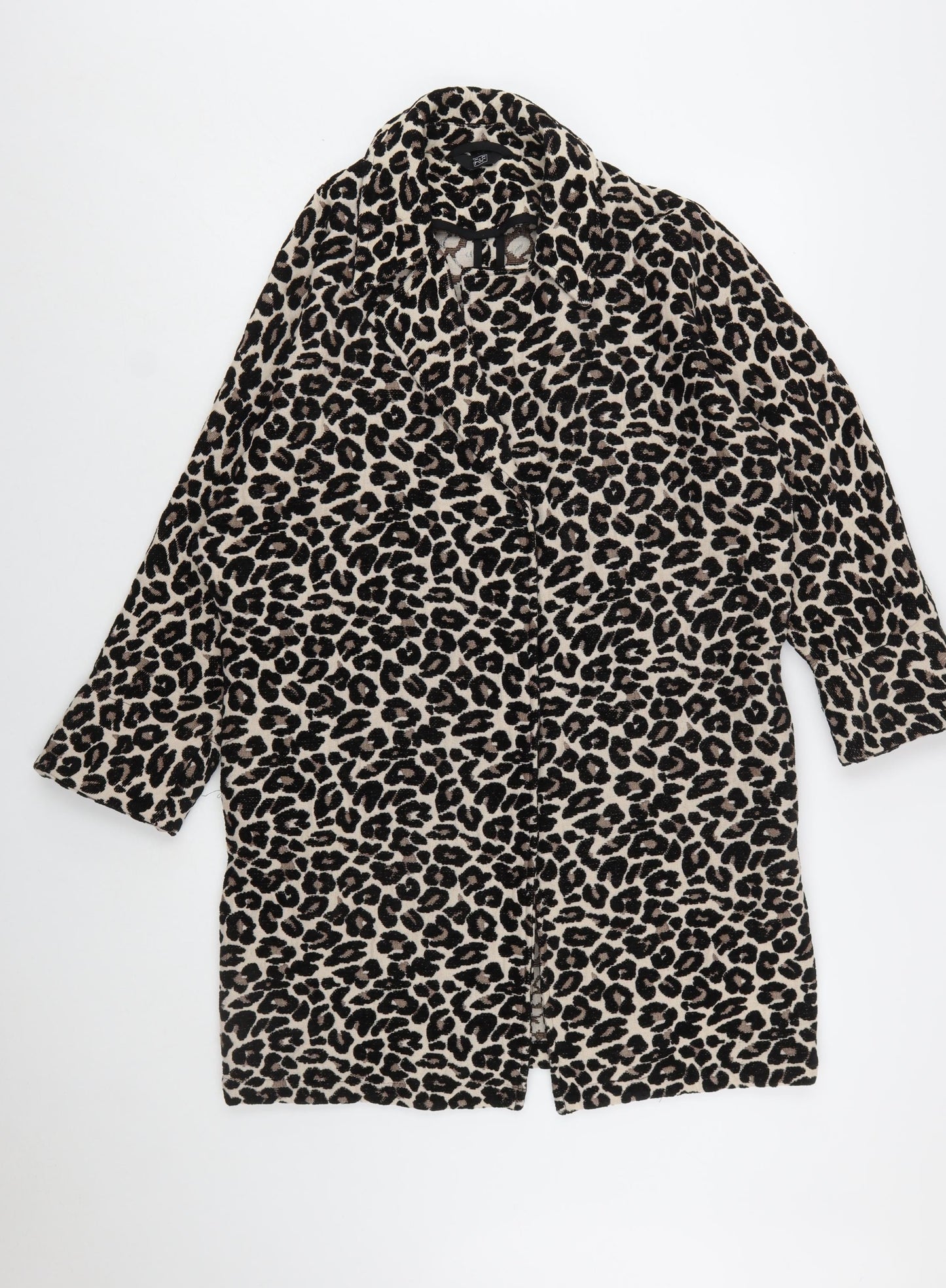 F&F Women’s Beige Leopard Print Mid-Length Coat Size 10