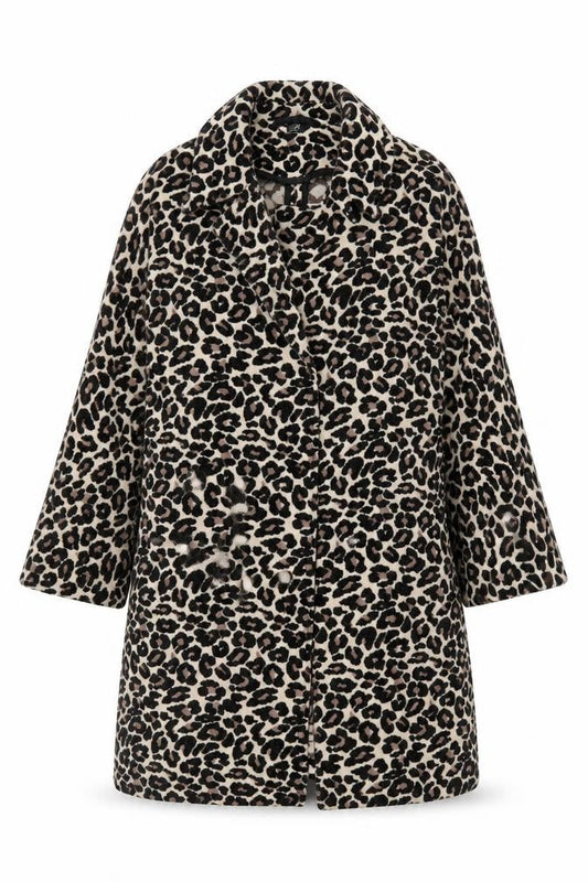F&F Women’s Beige Leopard Print Mid-Length Coat Size 10