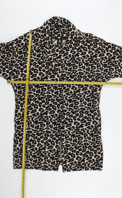 F&F Women’s Beige Leopard Print Mid-Length Coat Size 10