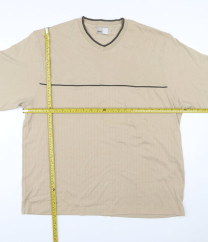 Zantos Men Beige V-Neck Short Sleeve Cotton Blend T-Shirt XL