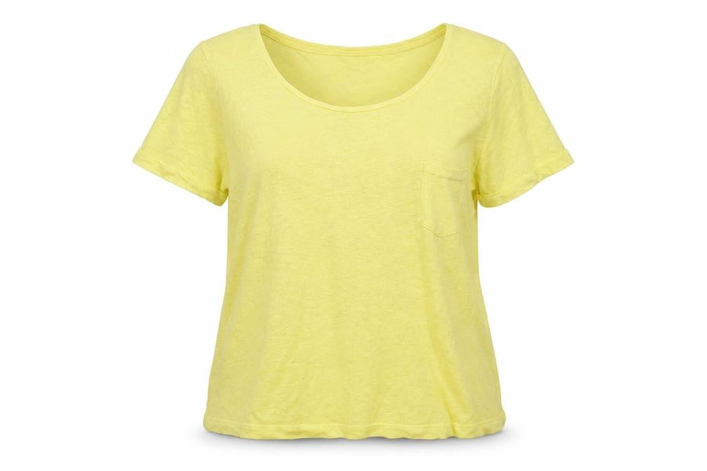Jaeger Womens Yellow Cotton Short Sleeve Basic T-Shirt M