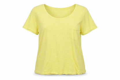 Jaeger Womens Yellow Cotton Short Sleeve Basic T-Shirt M
