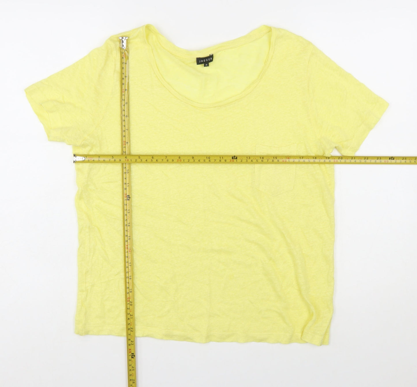 Jaeger Womens Yellow Cotton Short Sleeve Basic T-Shirt M