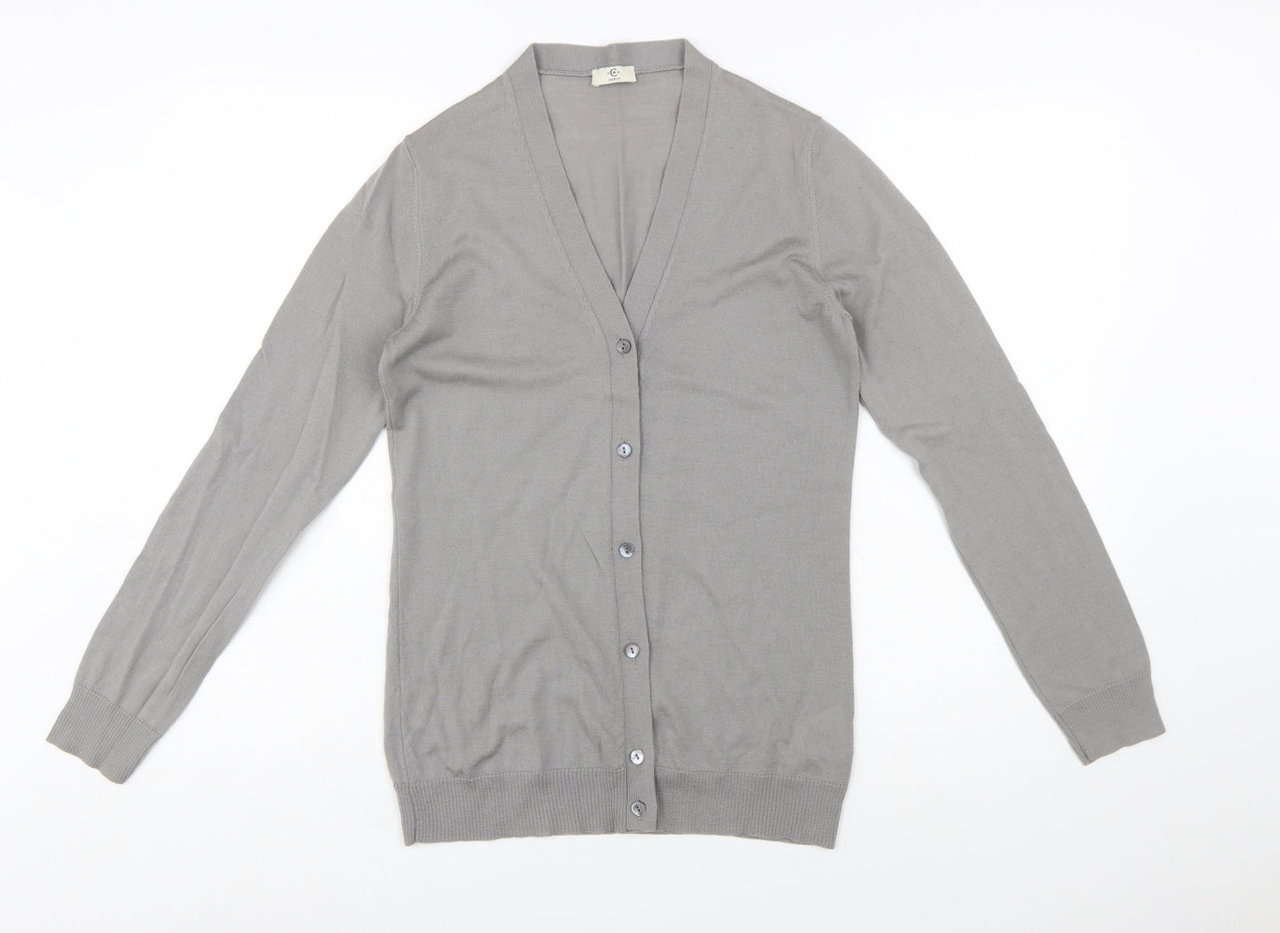 Cerruti Women Grey Merino Wool V-Neck Cardigan L