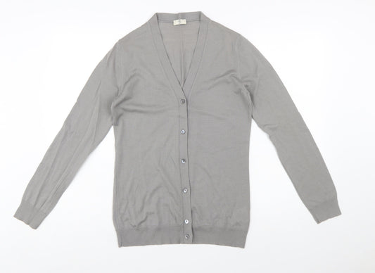 Cerruti Women Grey Merino Wool V-Neck Cardigan L