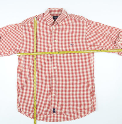 OldRiver Men's Red Check Long Sleeve Cotton Button-Up Shirt L