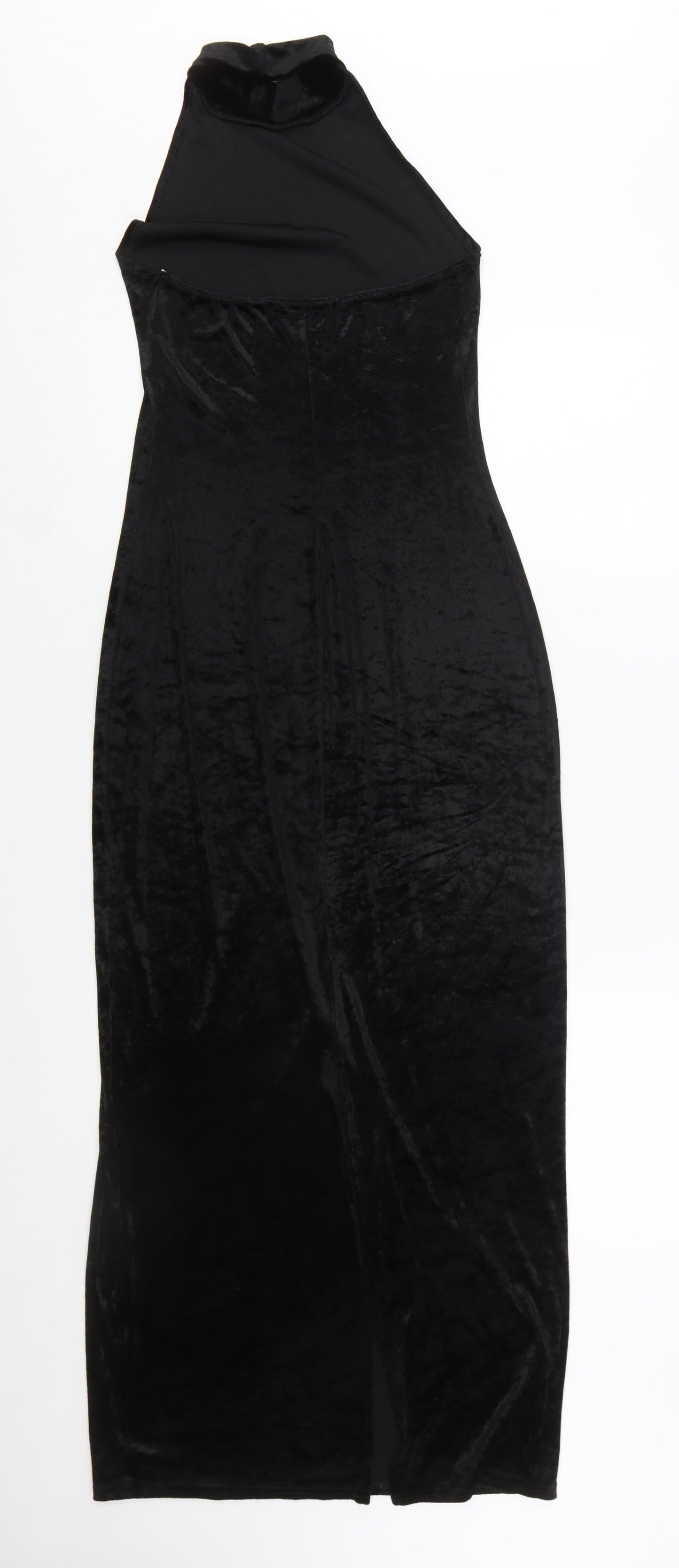 Wallis Women’s Black Velvet Halter Bodycon Midi Dress Size 12