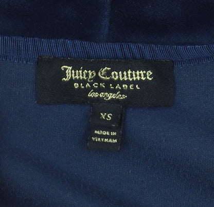 Juicy Couture Black Label Women's Navy Velour Full Zip Hoodie XS