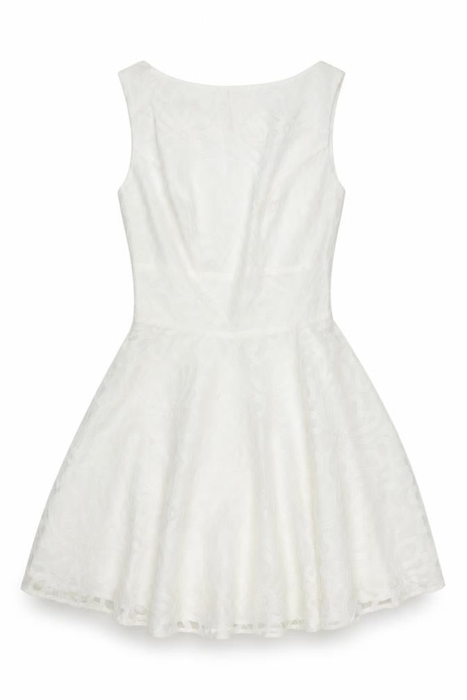 Front view of ASOS Petite Women’s White, size UK 8, Skater Dress Sleeveless Party