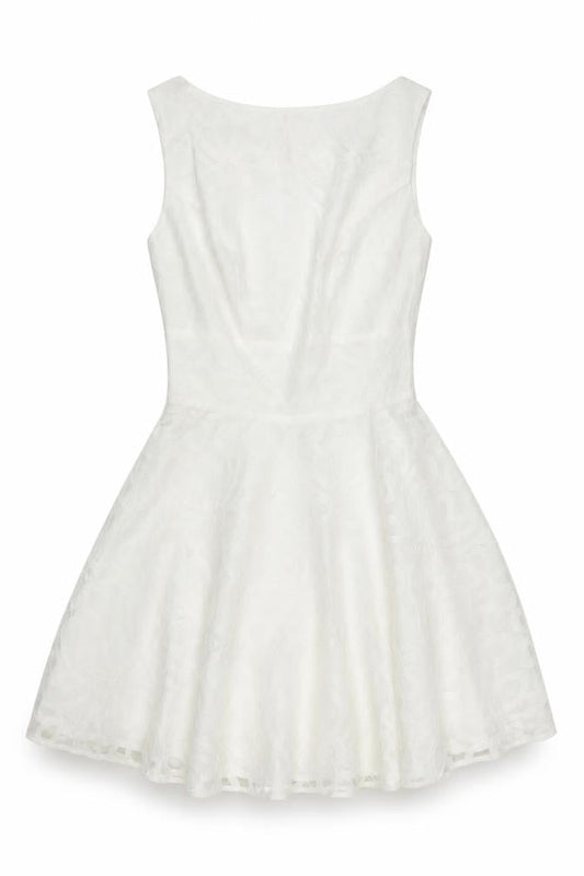Front view of ASOS Petite Women’s White, size UK 8, Skater Dress Sleeveless Party