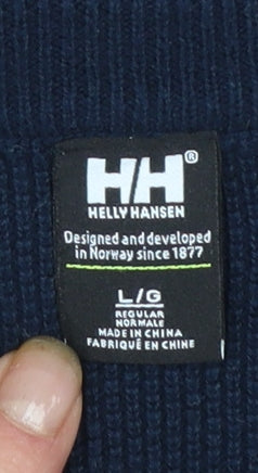 Helly Hansen Men's Blue Striped Cotton Crew Neck Jumper L Regular