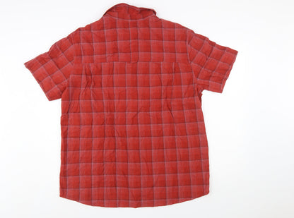 Mountain Warehouse Men's Red Check Short Sleeve Cotton Button-Up Shirt XL