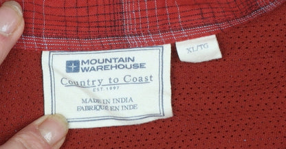 Mountain Warehouse Men's Red Check Short Sleeve Cotton Button-Up Shirt XL