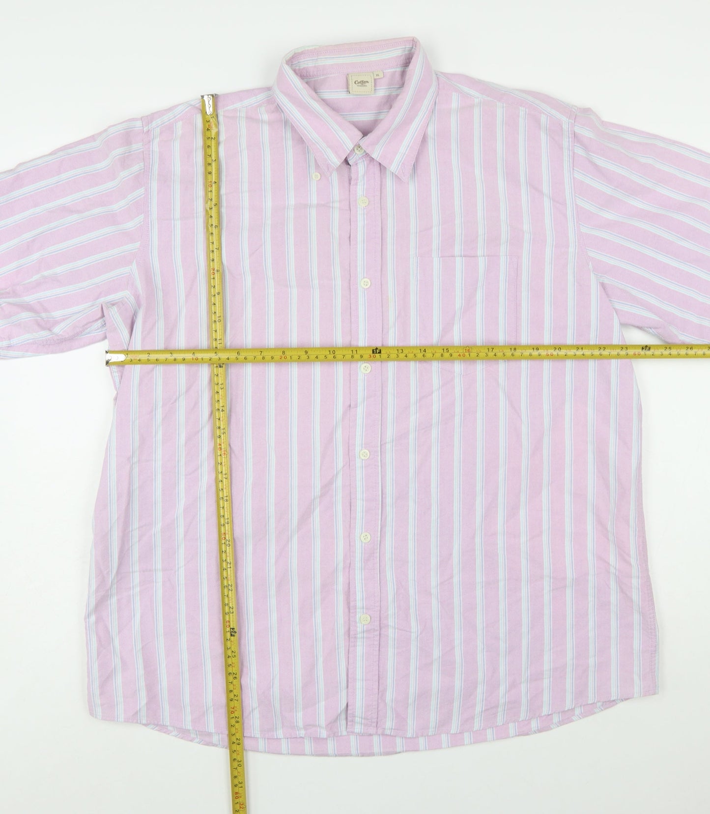 Cotton Traders Men’s Purple Striped Short Sleeve Button-Up Shirt XL