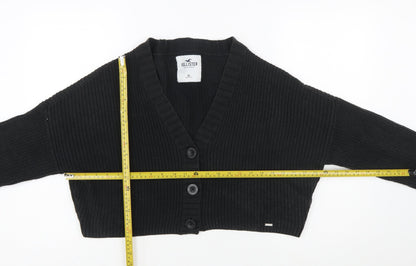 Hollister Womens Black XS Chunky Knit Button Cardigan Jumper