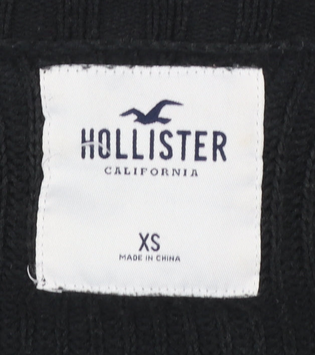 Hollister Womens Black XS Chunky Knit Button Cardigan Jumper