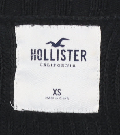Hollister Womens Black XS Chunky Knit Button Cardigan Jumper