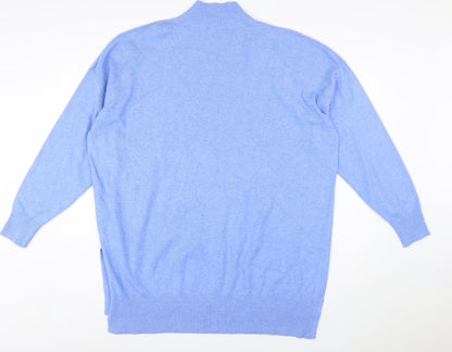 Marks and Spencer Women’s Blue Mock Neck Relaxed Knit Jumper XL