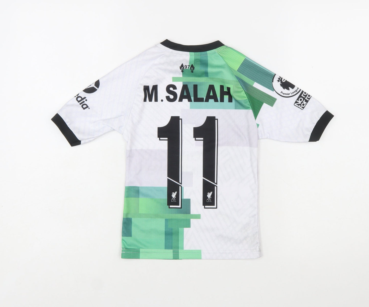Nike Boys Liverpool FC White Green Football Shirt Size 6 Years Dri-FIT
