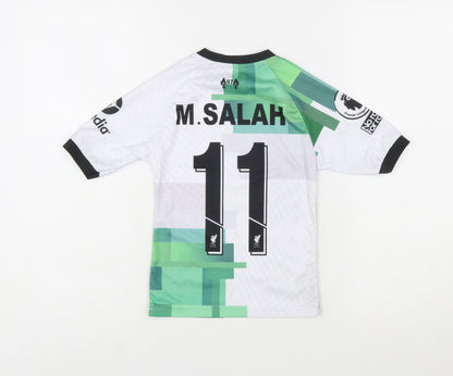 Nike Boys Liverpool FC White Green Football Shirt Size 6 Years Dri-FIT