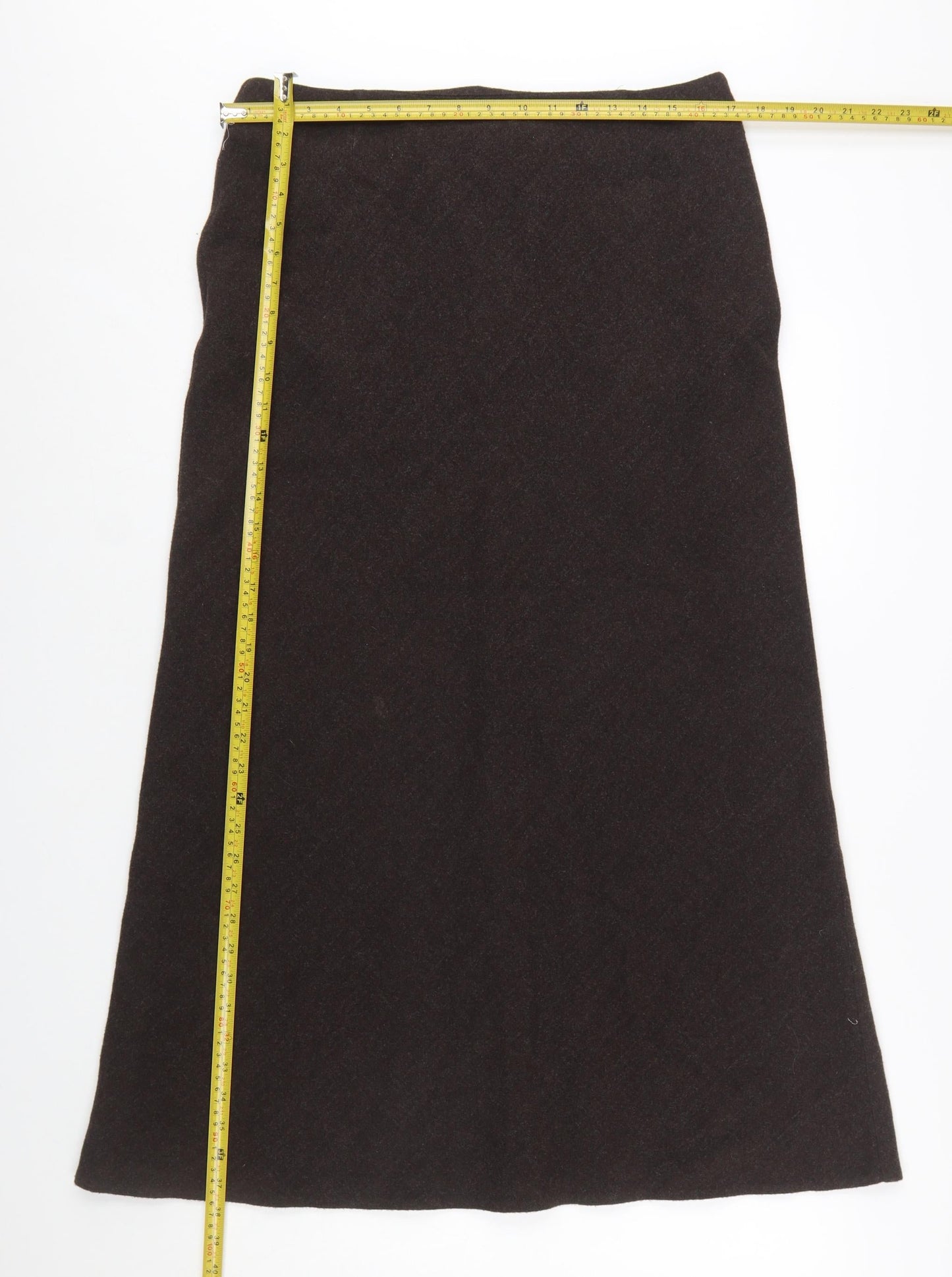 Marks and Spencer Women Brown Wool Blend A-Line Midi Skirt Size 16