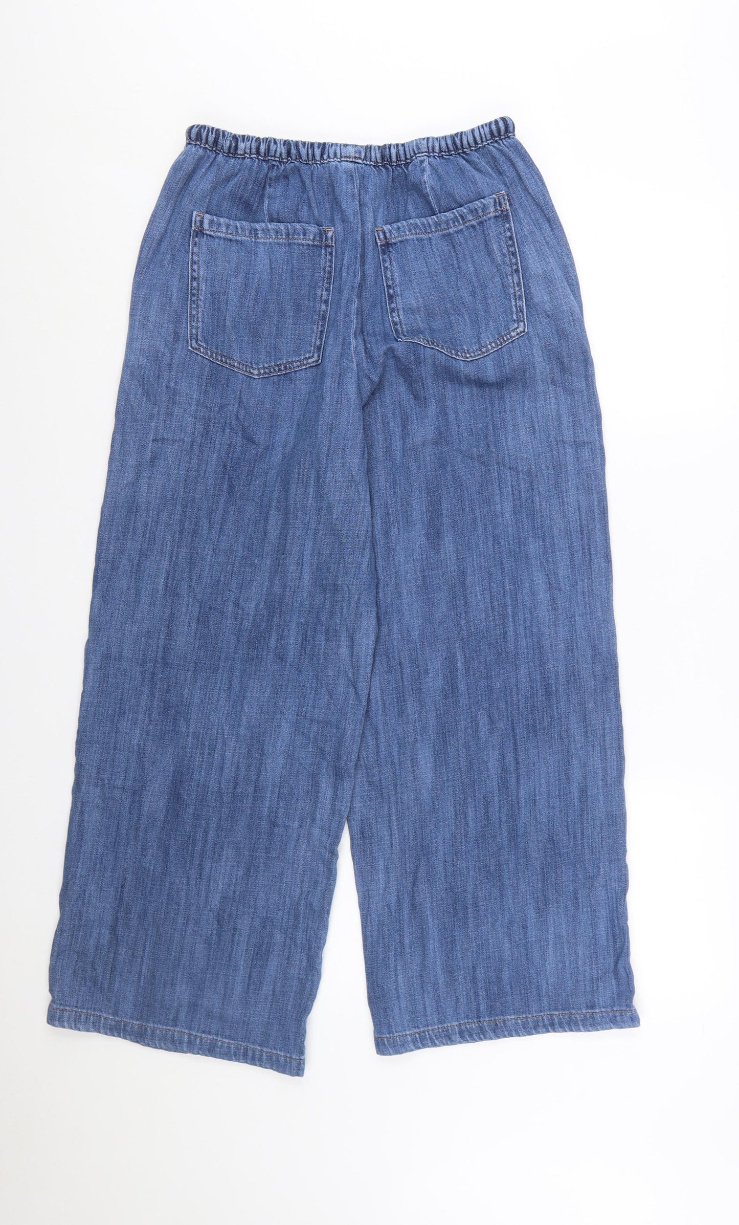 Marks and Spencer Women Blue Size 12 Petite Wide-Leg Denim Jeans
