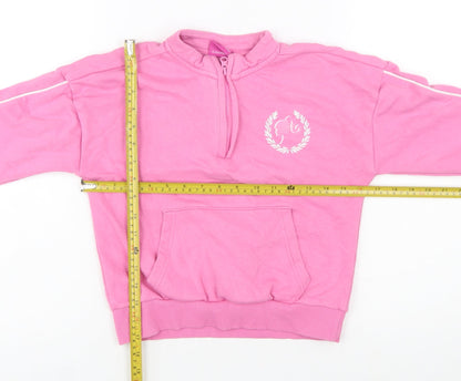 George Girls Pink Barbie 1/4 Zip Long Sleeve Pullover Sweatshirt 6-7 Years