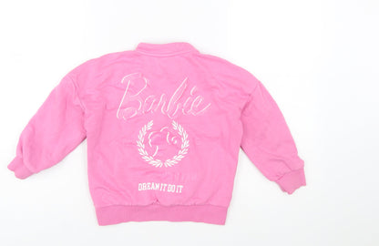 George Girls Pink Barbie 1/4 Zip Long Sleeve Pullover Sweatshirt 6-7 Years