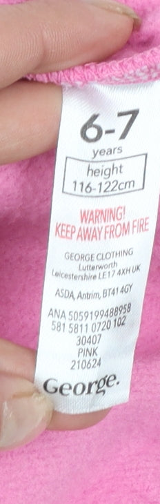 George Girls Pink Barbie 1/4 Zip Long Sleeve Pullover Sweatshirt 6-7 Years