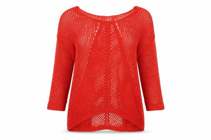 Next Women’s Red Open-Knit Pullover Jumper Size 10