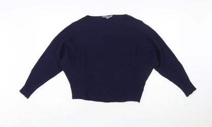 Principles Women Blue Boat Neck Relaxed Fit Knit Jumper M