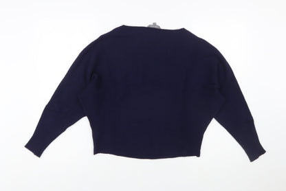 Principles Women Blue Boat Neck Relaxed Fit Knit Jumper M