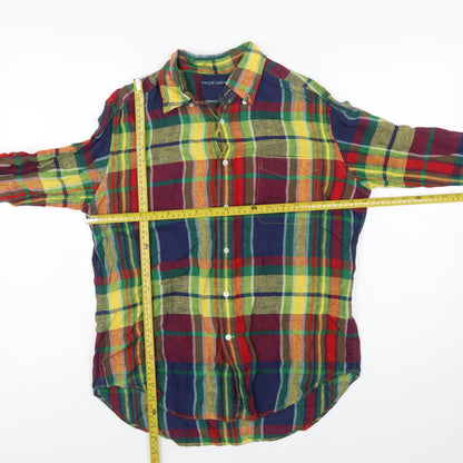 Ralph Lauren Women's Multicoloured Linen Button-Up Shirt Size 10