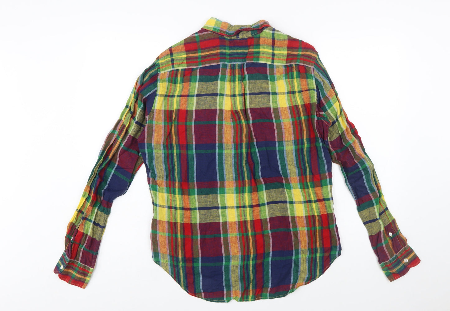 Ralph Lauren Women's Multicoloured Linen Button-Up Shirt Size 10