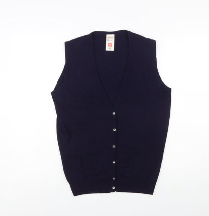 Marks and Spencer Women's Blue Lambswool Sleeveless Cardigan Size 14