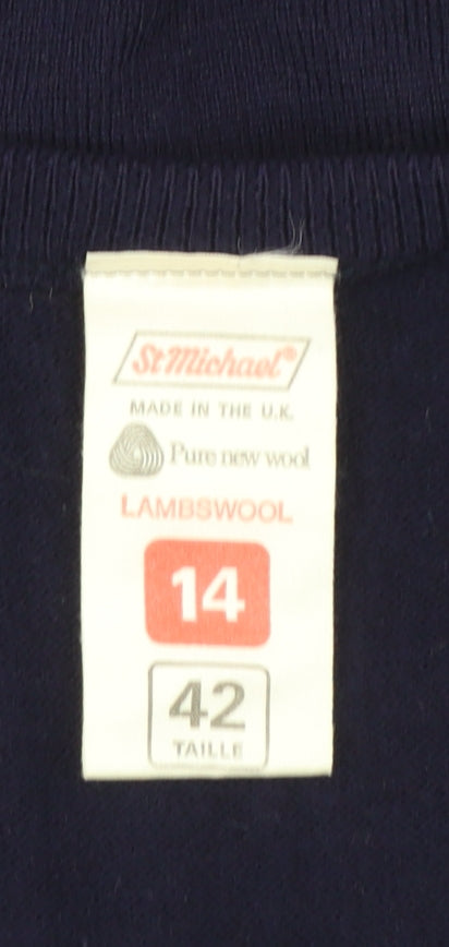 Marks and Spencer Women's Blue Lambswool Sleeveless Cardigan Size 14