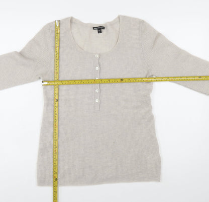 James Perse Women’s Beige Cashmere Henley Jumper Size M