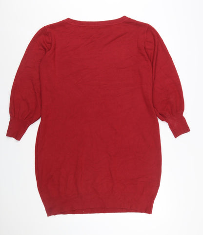 Roman Women Red Size 18 Jumper Dress Knit Long Sleeve