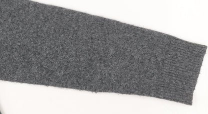 Zara Women Grey Knit High Neck Long Sleeve Shift Dress M