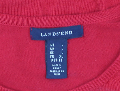 Lands' End Women's Red Short Sleeve Cotton Knit Jumper L Petite