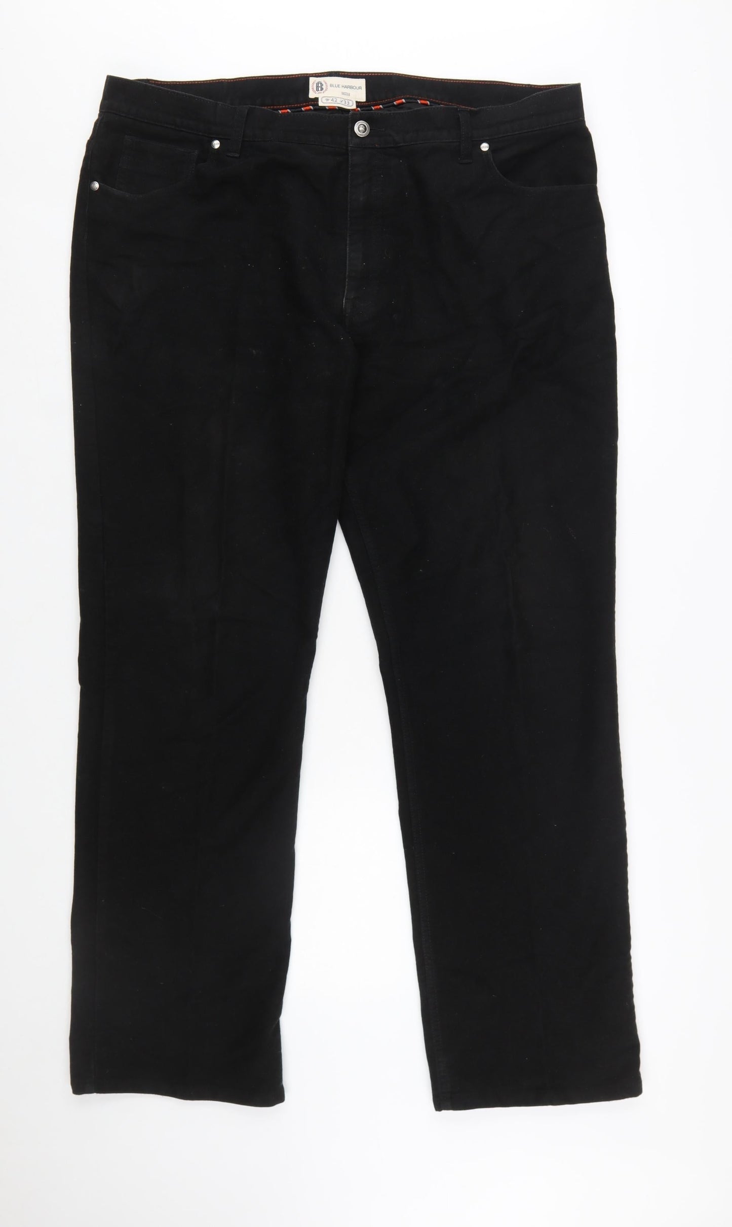 Marks and Spencer Blue Harbour Men's Black Straight Jeans 42W 33L Regular Fit