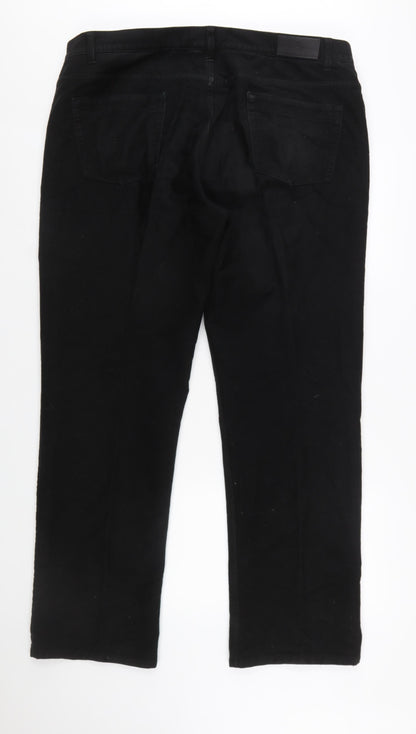 Marks and Spencer Blue Harbour Men's Black Straight Jeans 42W 33L Regular Fit