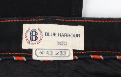 Marks and Spencer Blue Harbour Men's Black Straight Jeans 42W 33L Regular Fit