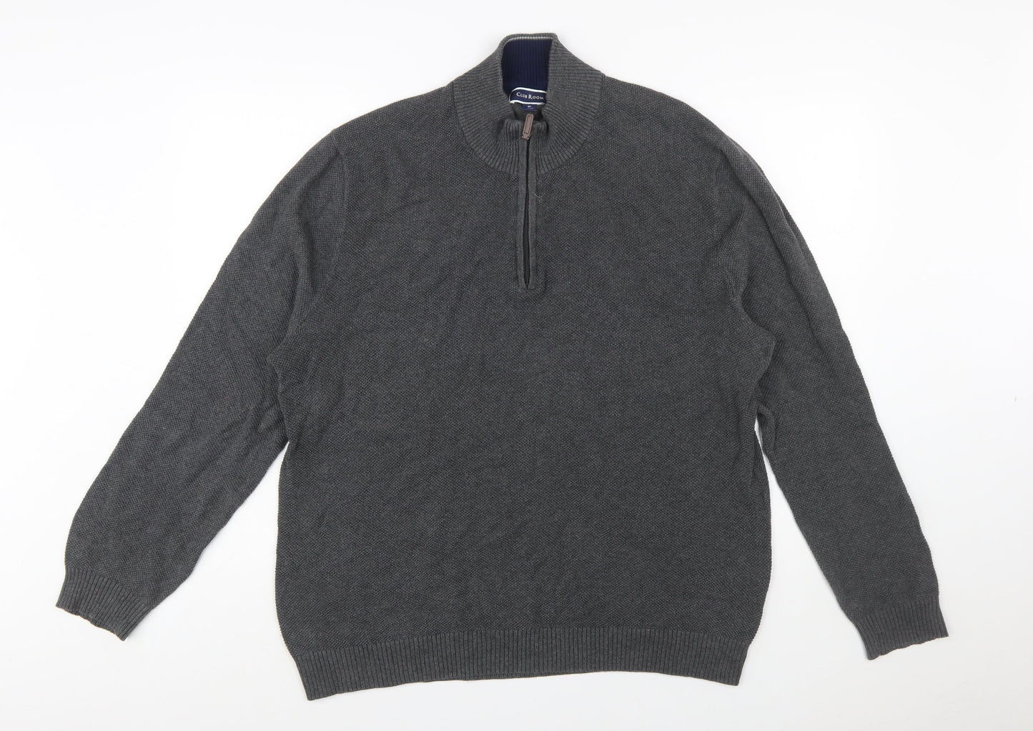 Club Room Men's Grey Cotton 1/2 Zip Jumper XL