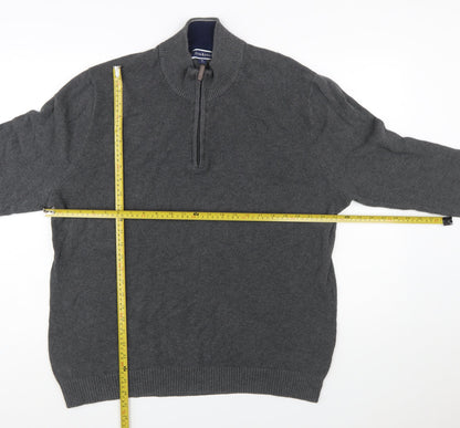 Club Room Men's Grey Cotton 1/2 Zip Jumper XL
