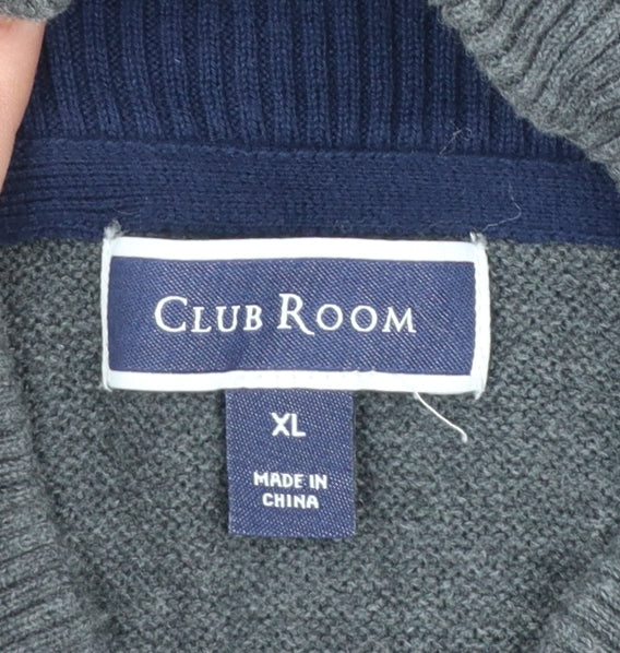 Club Room Men's Grey Cotton 1/2 Zip Jumper XL